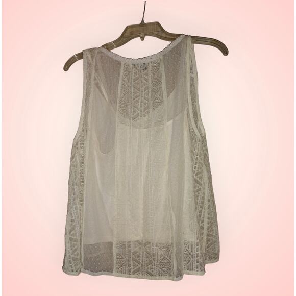 American Eagle Cream Lace Boho top with cami size Large - Picture 2 of 3